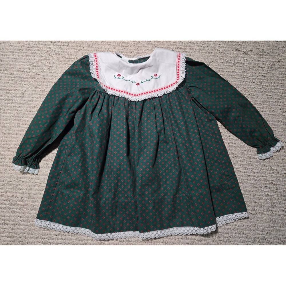 Vintage Nana's Pet Toddler Christmas Dress Green Red Lace Shawl Youth 4 Jcpenny